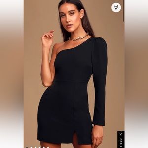 LULUS All Is Well Black One-Shoulder Long Sleeve Bodycon Dress